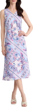 Jones New York Paisley Print Sleeveless Midi Dress
