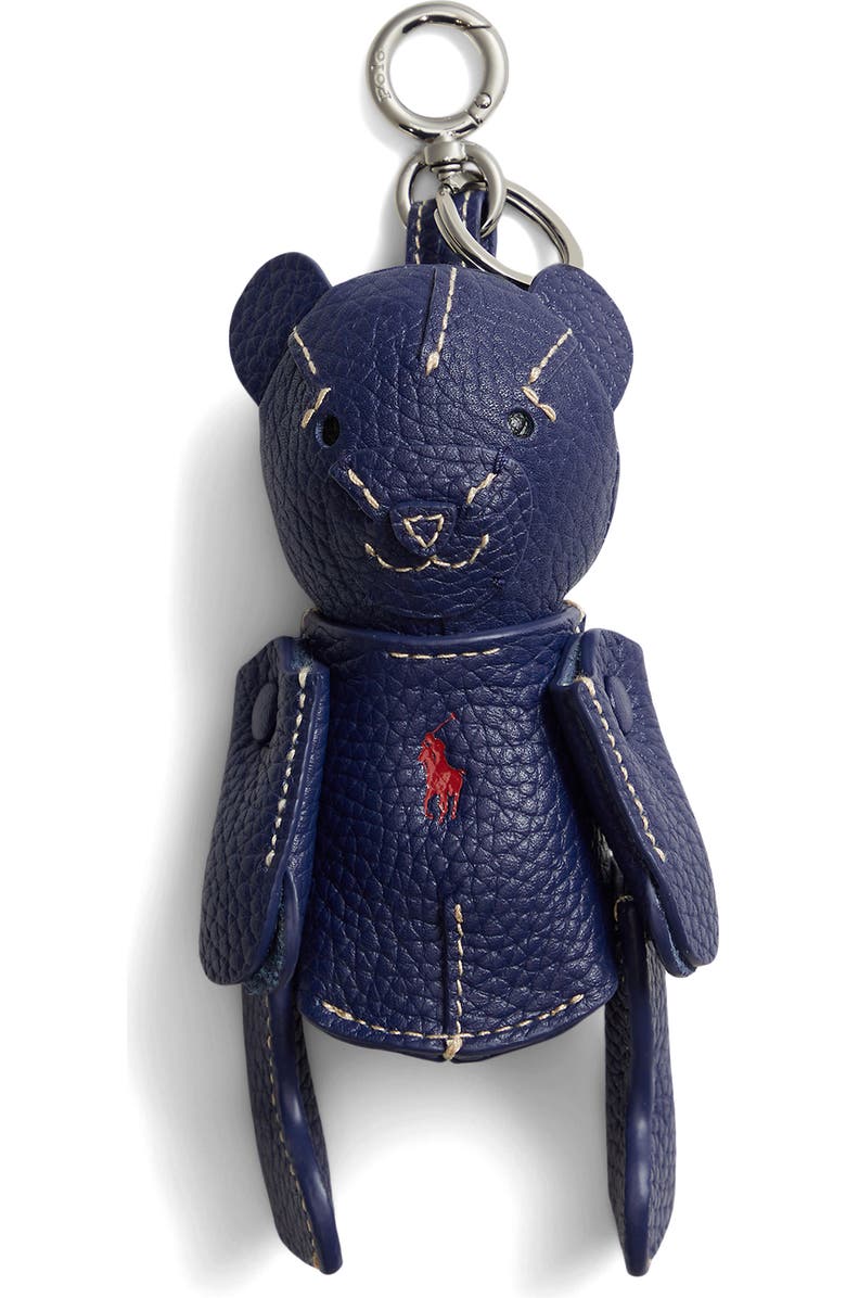 Polo Ralph Lauren Pebble Leather Polo Bear Charm, Main, color, Ink