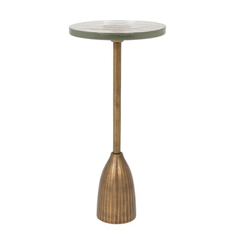 Round Pedestal Accent Table with Glass Top
