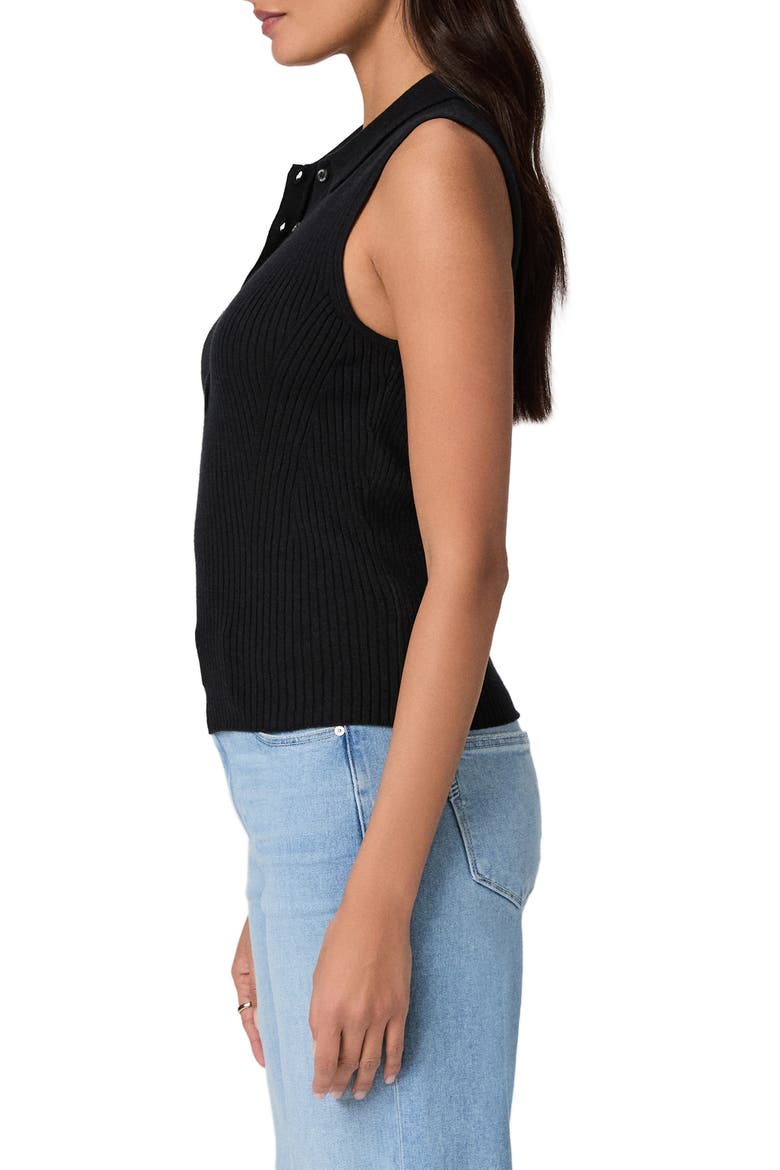 Vesta Rib Sleeveless Polo, Alternate, color, BLACK