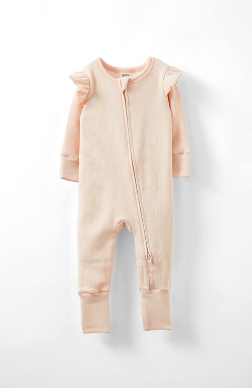 Cotton On Kids The Billie Long Sleeve Rib Romper In Pink Pearl Logo