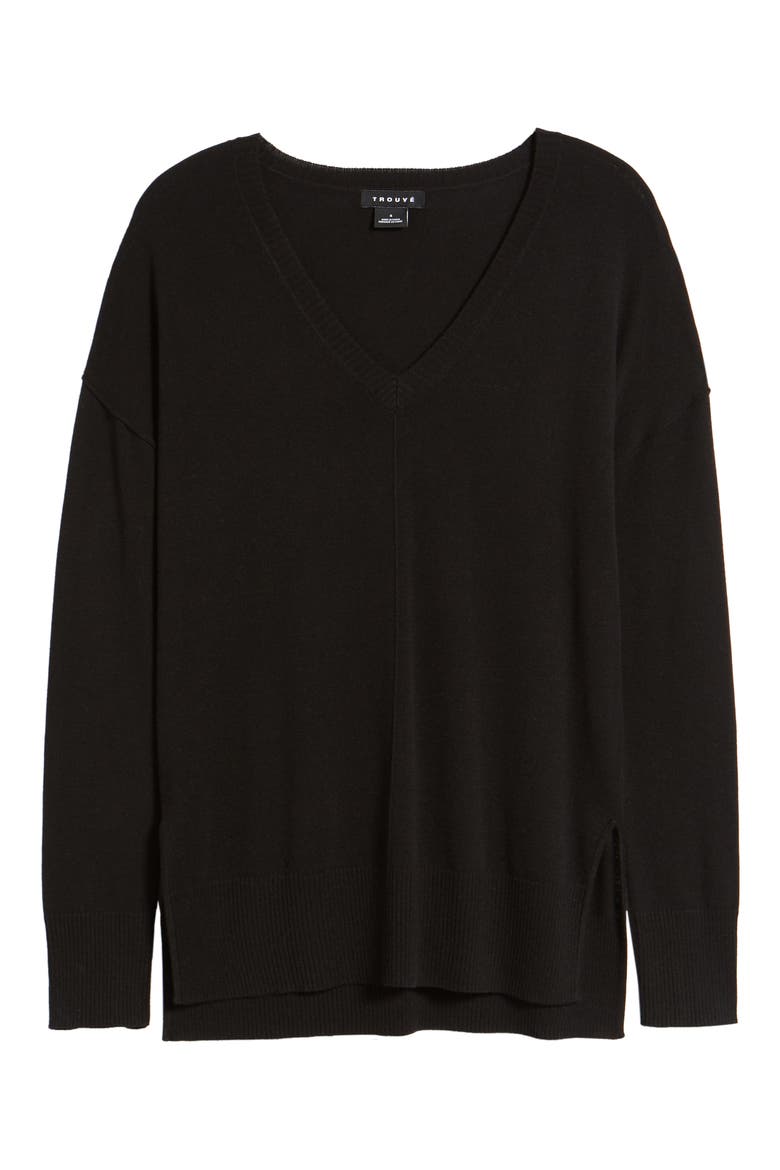Side Slit Sweater, Alternate, color, BLACK