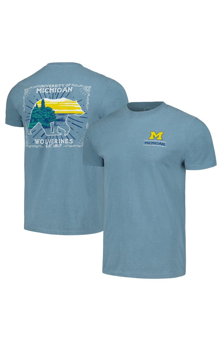 IMAGE ONE Men's Light Blue Michigan Wolverines State Scenery Comfort Colors T-Shirt, Alternate, color, 