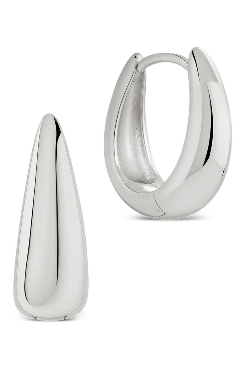Sculpted Dome Hoop Earrings, Main, color, SILVER