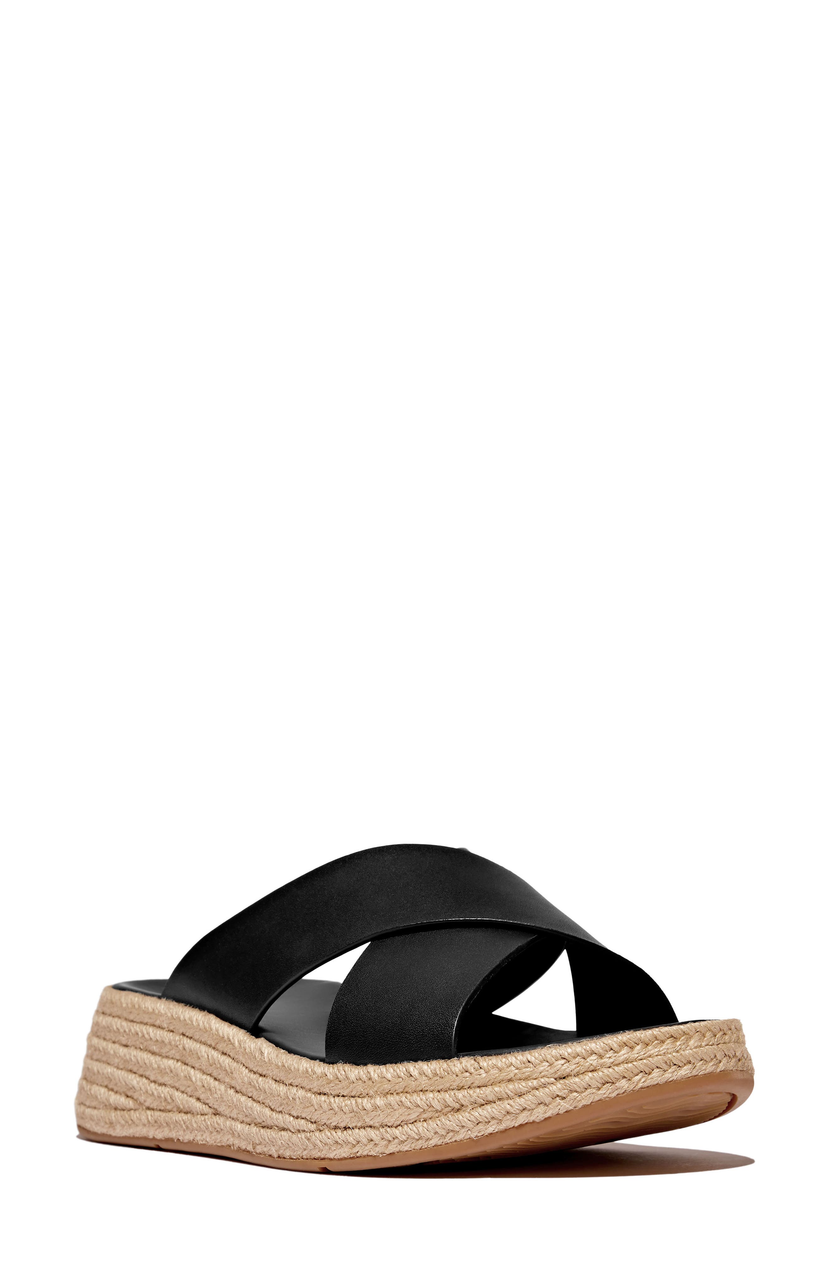 FitFlop F-Mode Espadrille Platform Slide Sandal, Main, color, 