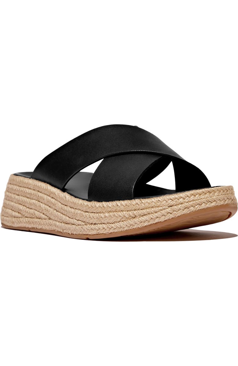 FitFlop F-Mode Espadrille Platform Slide Sandal, Main, color, Black