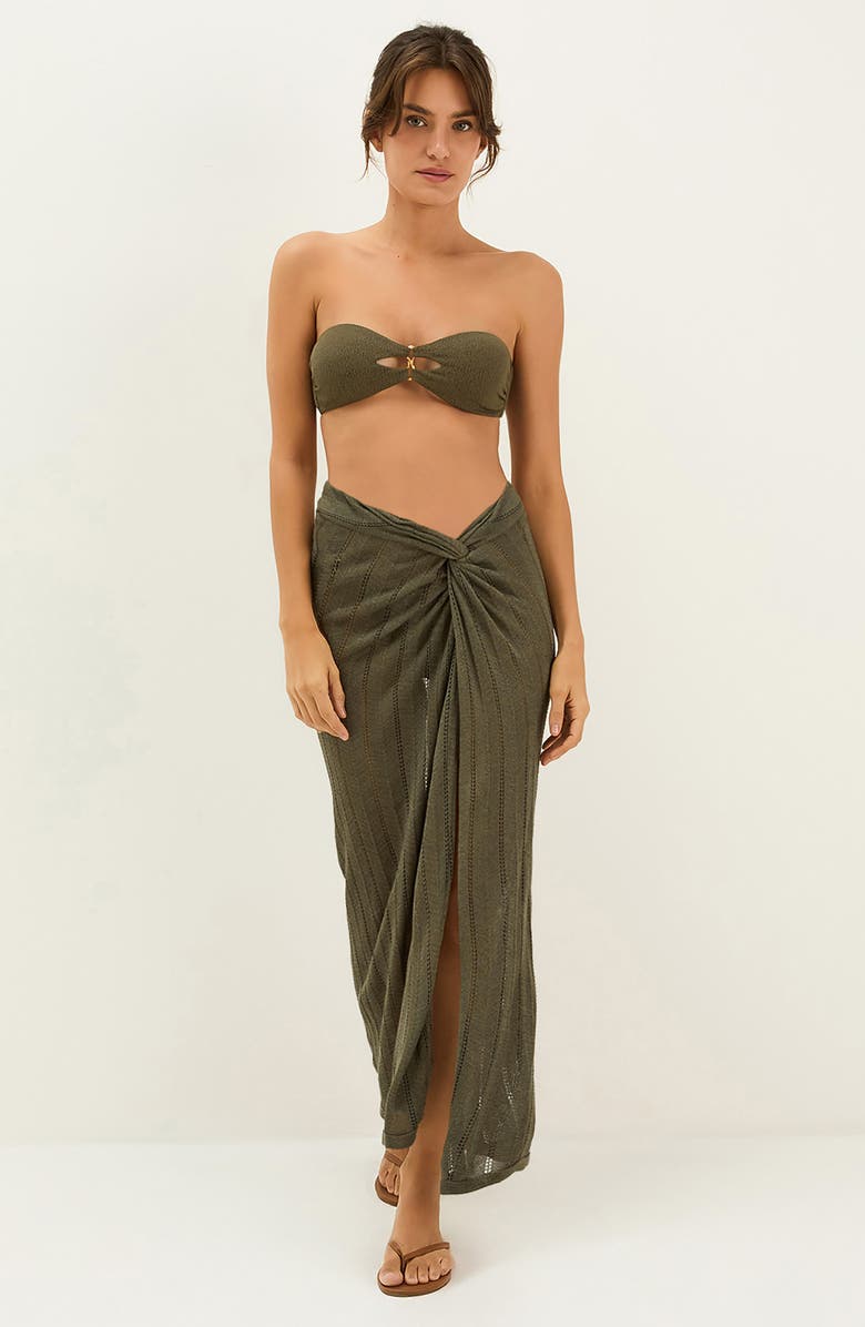 ViX Paula Hermanny Twisted Open Stitch Cover-Up Midi Skirt, Alternate, color, Green