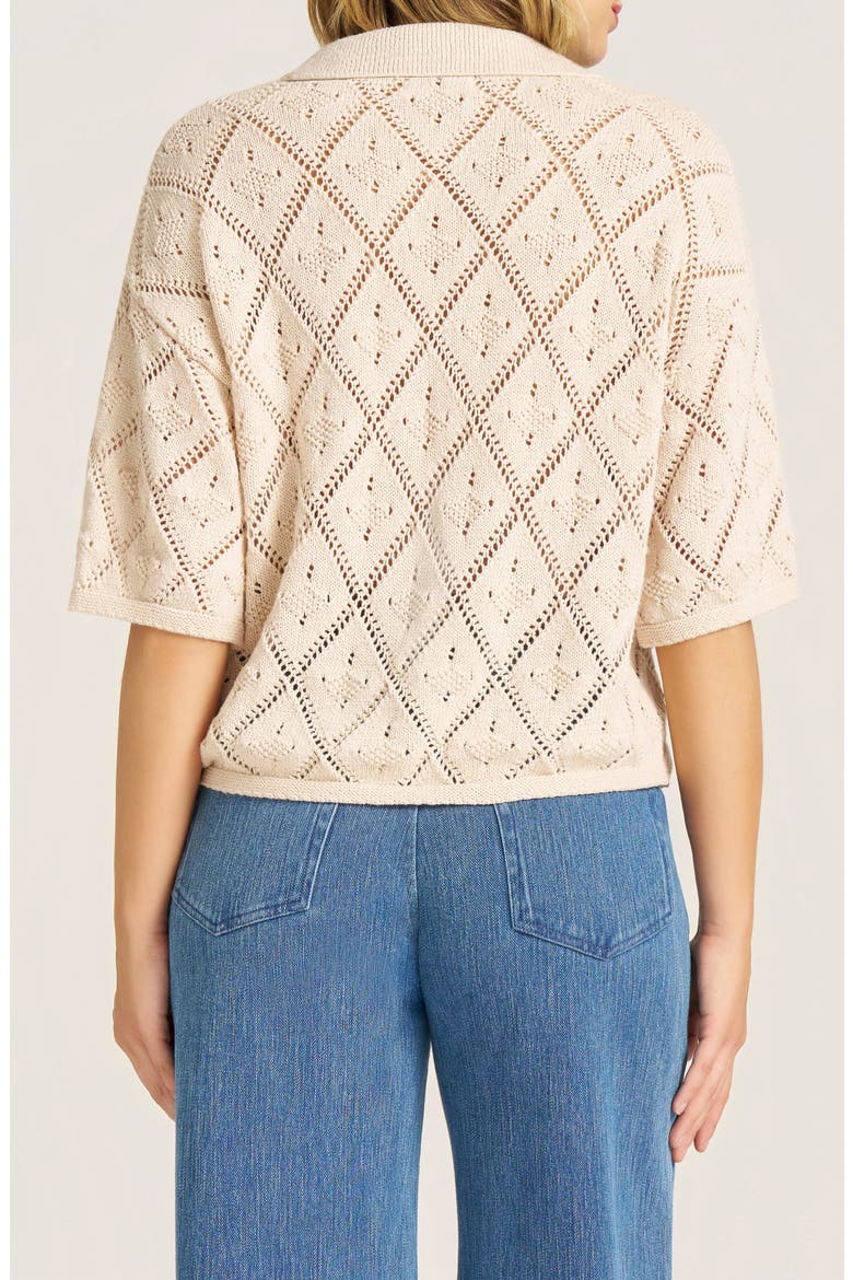 Jasmine Open Stitch Johnny Collar Sweater, Alternate, color, NATURAL