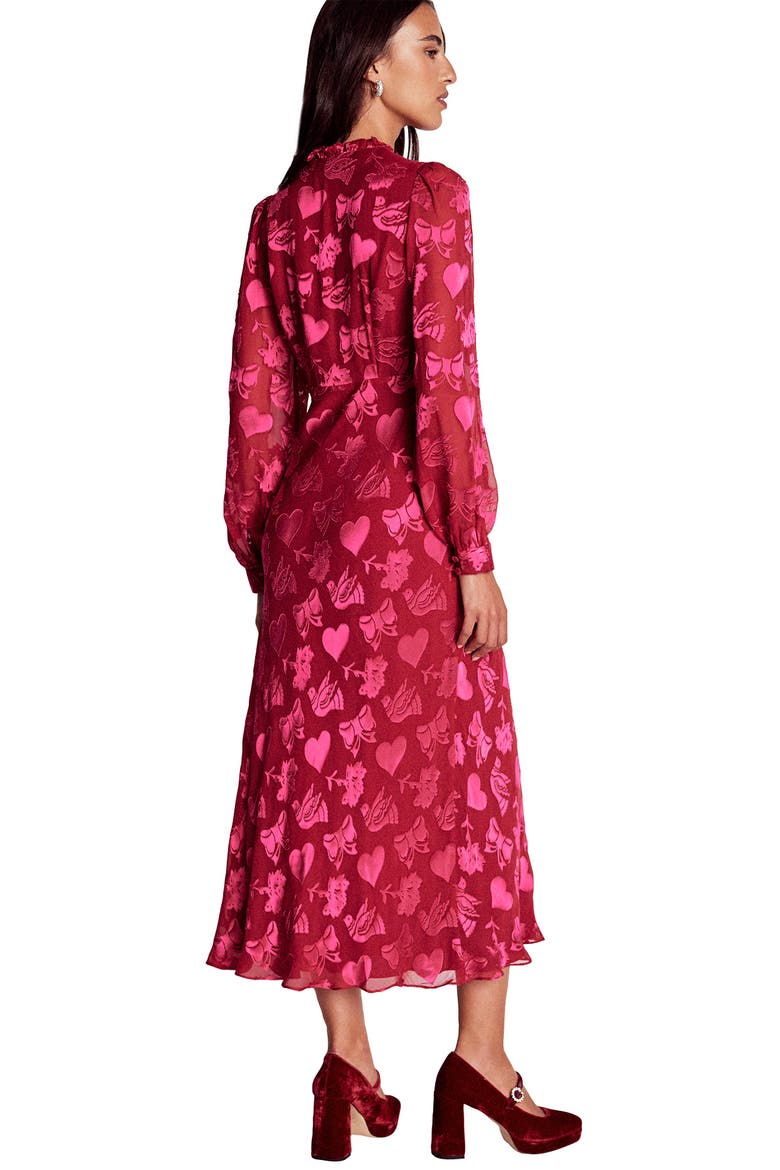 Cassie Devore Long Sleeve Midi Dress, Alternate, color, PINK PEONY DAINTY MEDLEY