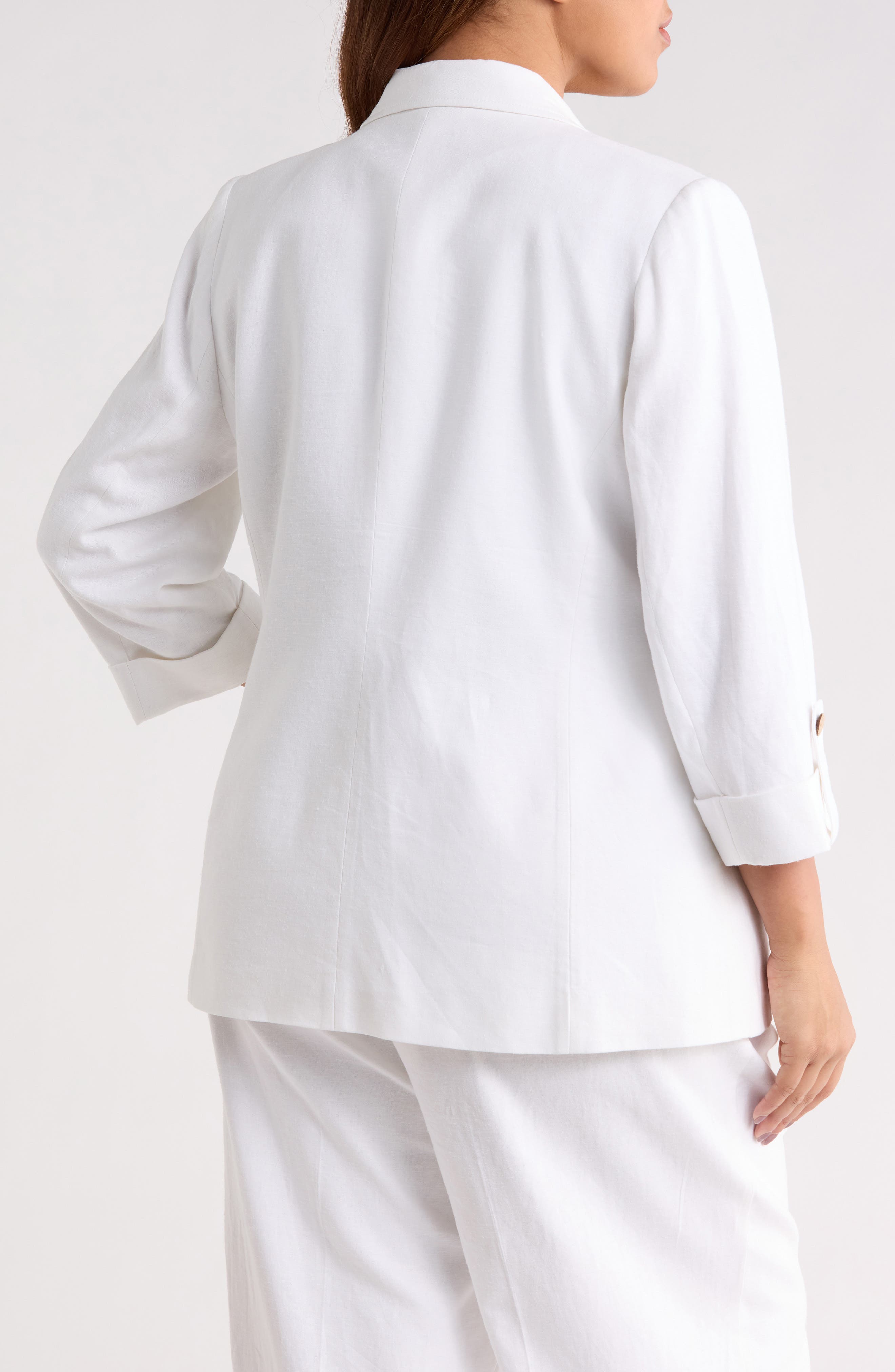 Roll Tab Sleeve Linen Blend Blazer - image 2