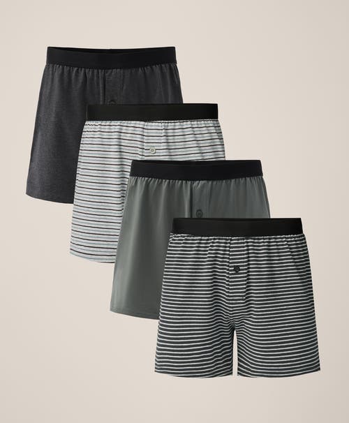 Pact Organic Cotton Everyday Knit Boxer 4-pack In Gray