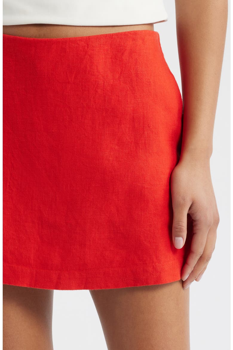 Linen Miniskort, Alternate, color, WILD POPPY