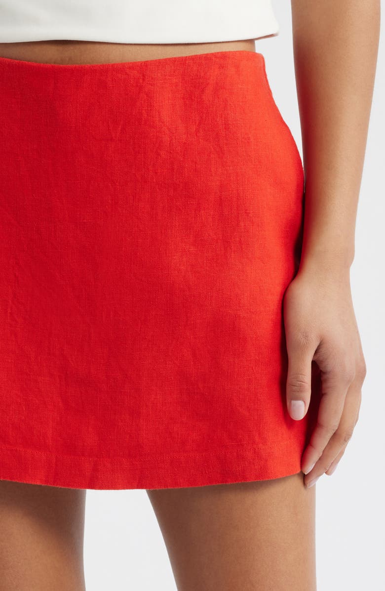 Madewell Linen Miniskort, Alternate, color, Wild Poppy