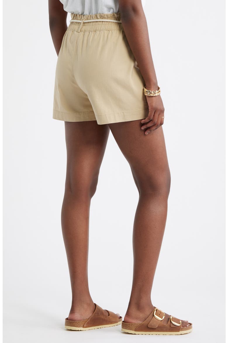 Cotton & Linen Blend Paperbag Waist Shorts, Alternate, color, TAN SHORE