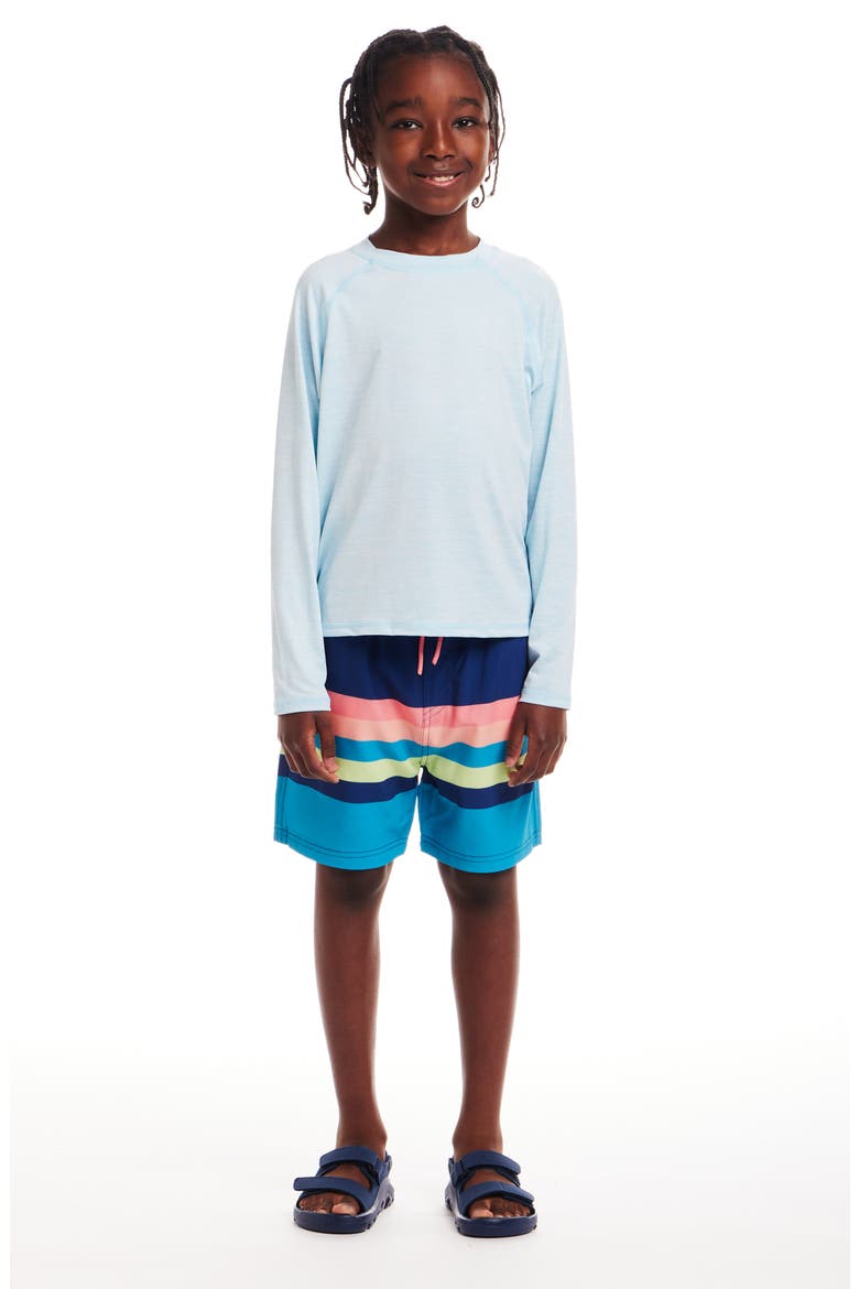 Kids' Long Raglan Sleeve Rashguard, Alternate, color, HEATHER AQUA
