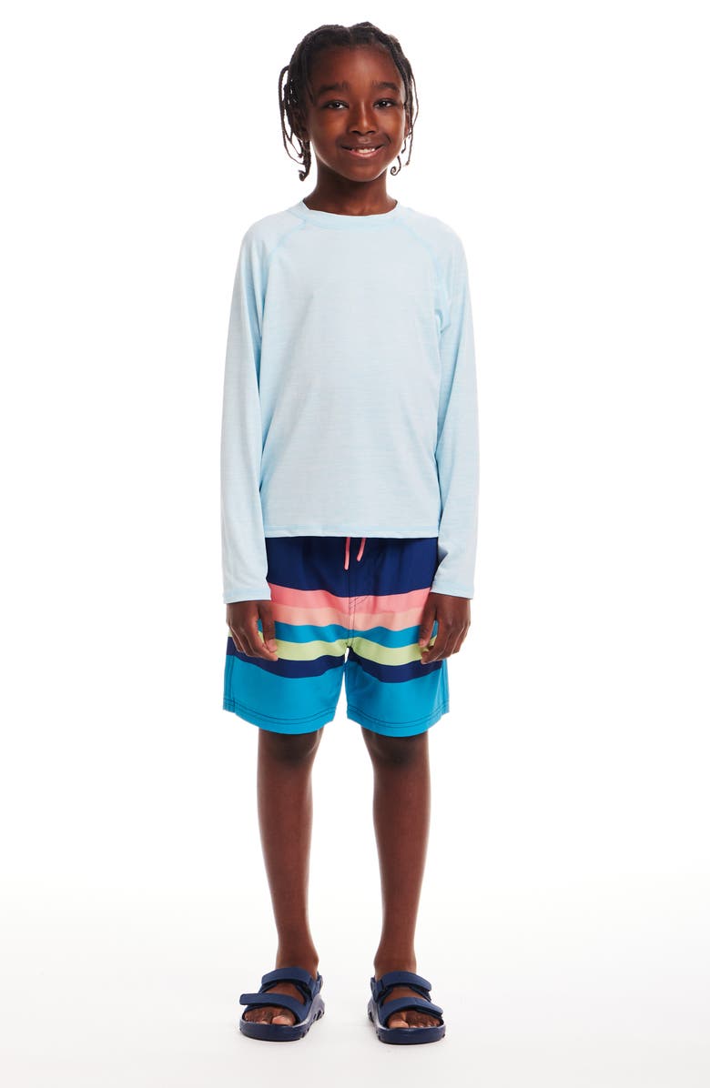 Andy & Evan Kids' Long Raglan Sleeve Rashguard, Alternate, color, Heather Aqua