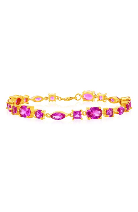 Pink Cubic Zirconia Line Bracelet