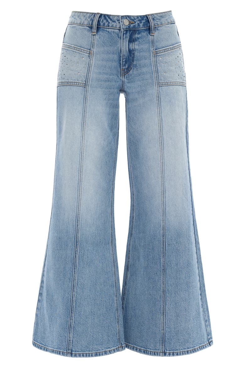 Rhinestone Pocket Flare Jeans, Alternate, color, LIGHT BLUE