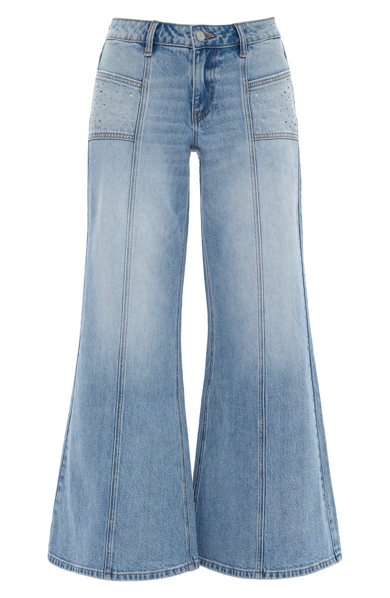 Bayeas Rhinestone Pocket Flare Jeans, Alternate, color, Light Blue