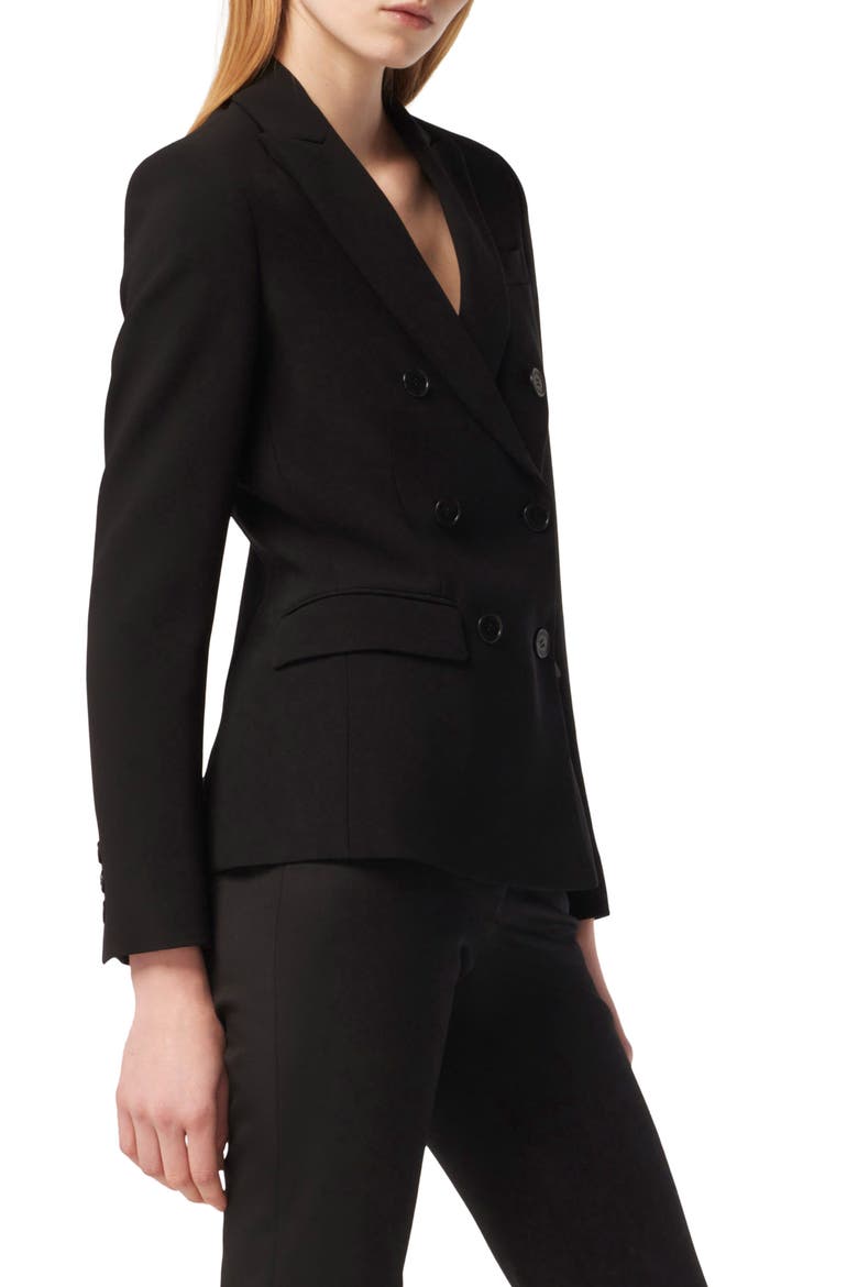 Indiana Double Breasted Twill Blazer, Alternate, color, 000001 BLACK
