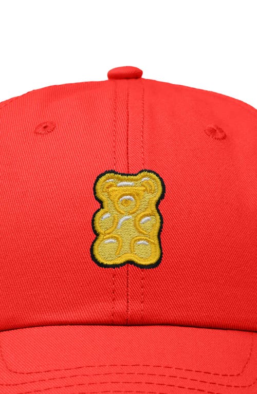 Dalix Yellow Gummy Embroidered Dad Cap In Red