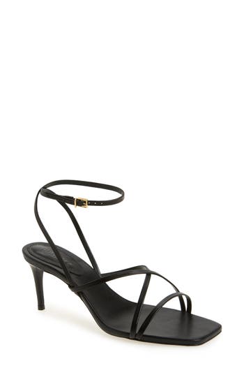 Schutz Amelia Square Leather Sandal In Black