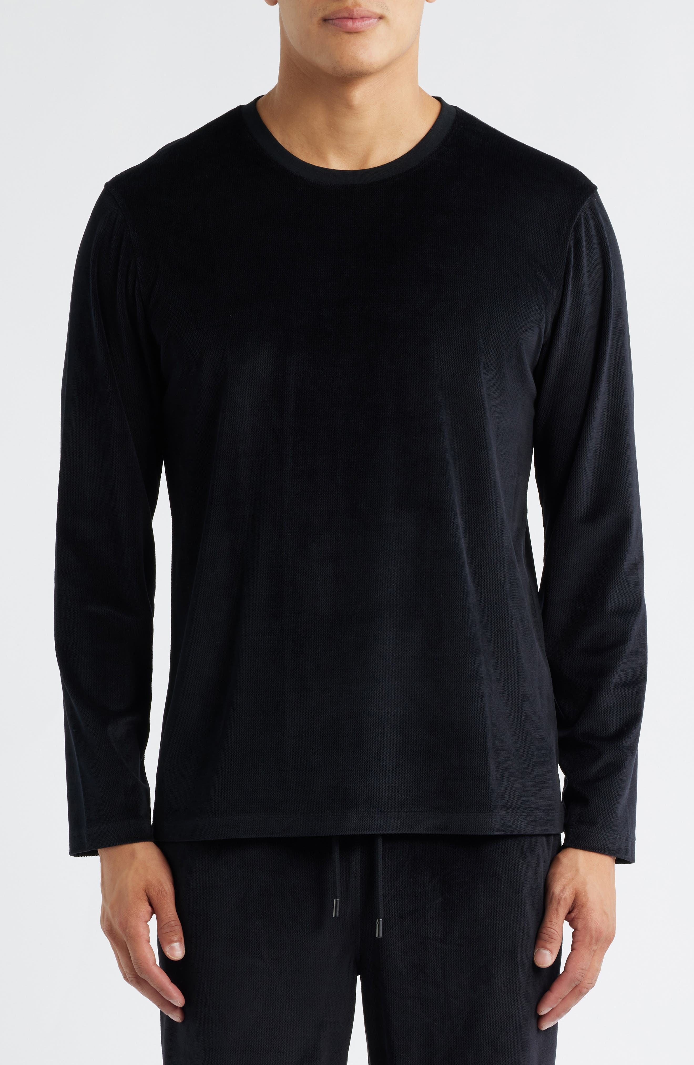 Daniel Buchler Velour Jacquard Long Sleeve Pajama Top