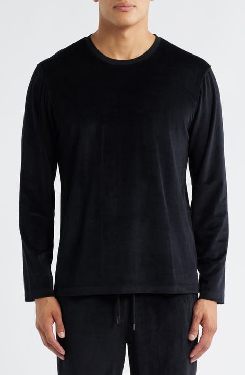 Velour Jacquard Long Sleeve Pajama Top