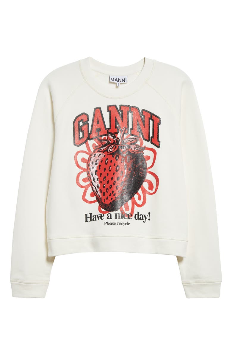 Ganni Isoli Strawberry Raglan Sleeve Organic Cotton Sweatshirt, Alternate, color, 