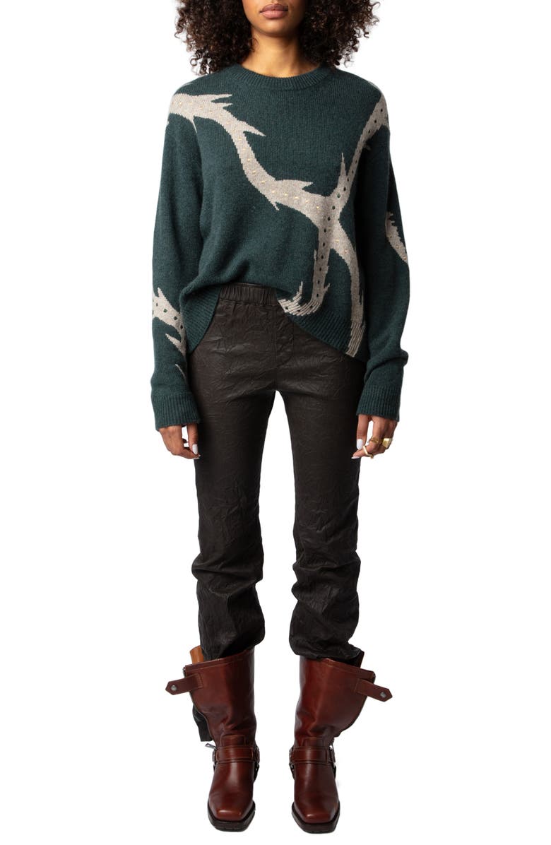 Zadig & Voltaire Markus Vegetal Cashmere Sweater, Alternate, color, 