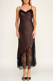Socialite SATIN SLIP WITH DRAMATIC LACE