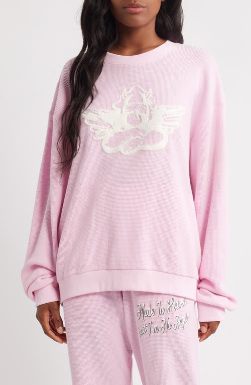 Boys Lie Georgia Rules Kara Oversize Waffle Knit Sweatshirt In Pink