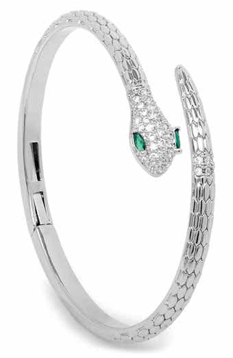 Serpent Sparkle Hinged Cuff Bracelet