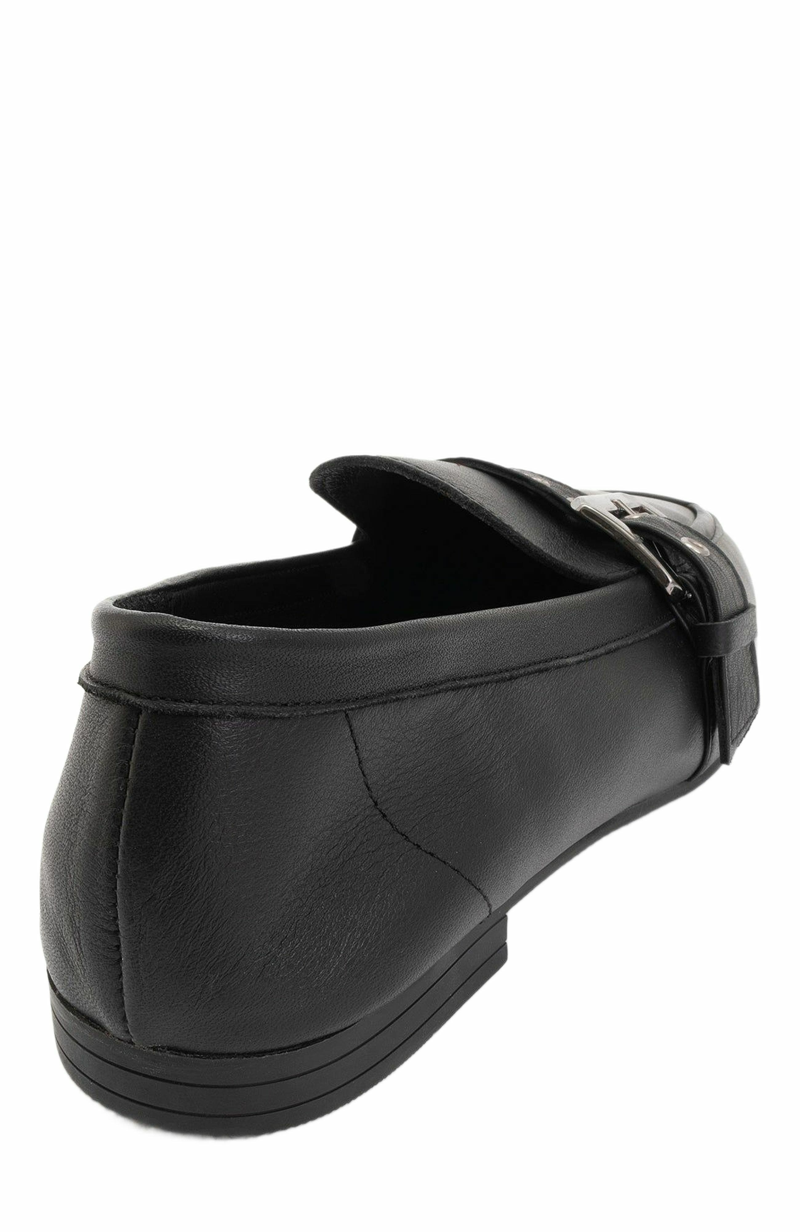 Forever & Always Shoes Jade Leather Flat Loafers, Alternate, color, Black Leather