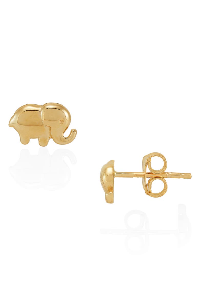 Frankie & Zoe Elephant Stud Earrings, Alternate, color, Yellow Gold