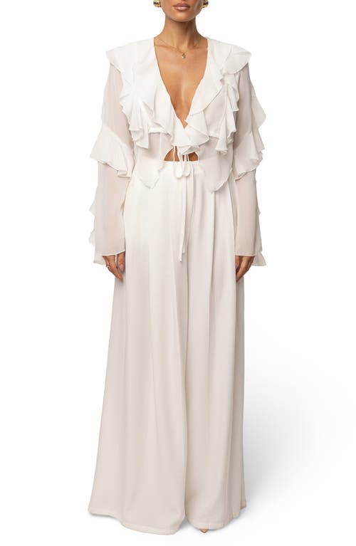 Jluxlabel Juliet Ruffle Crop Top In Neutral