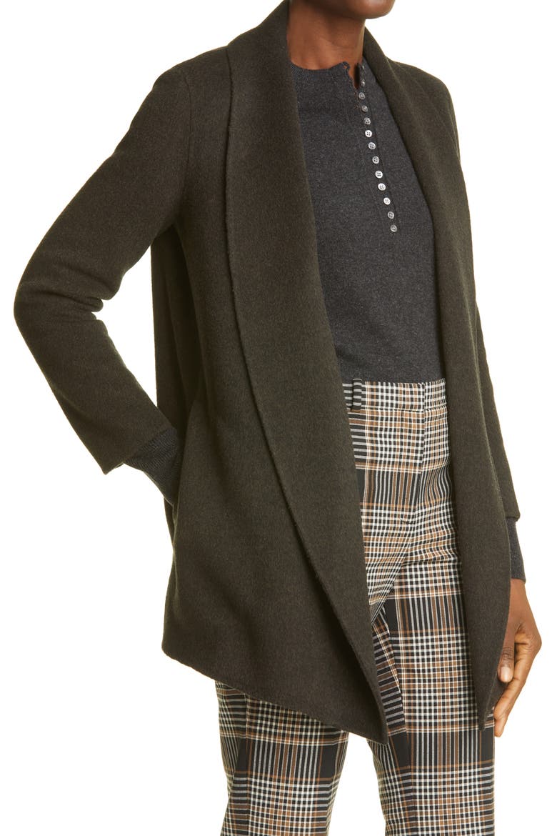 Clairene Luxe Shawl Collar Coat, Alternate, color, THYME
