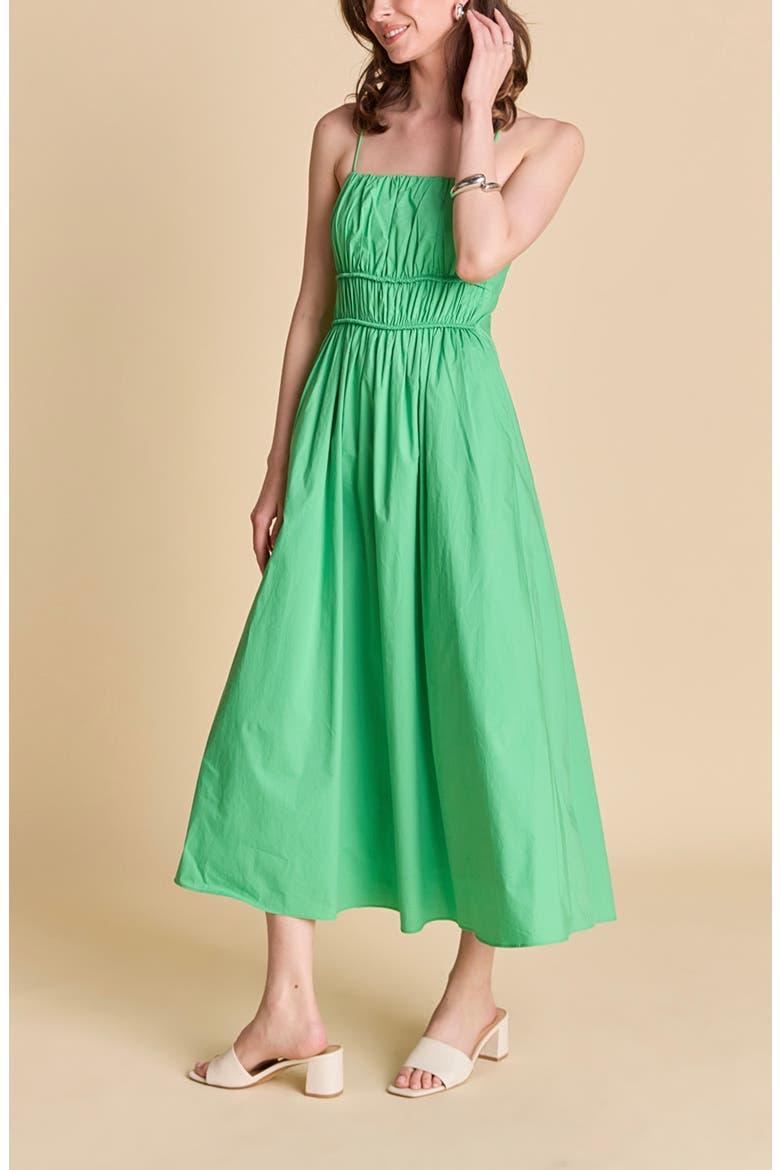 Smocked Sleeveless Maxi Dress, Alternate, color, GREEN