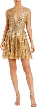 Mac Duggal Embellished Sleeveless V Neck A Line Cocktail Dress