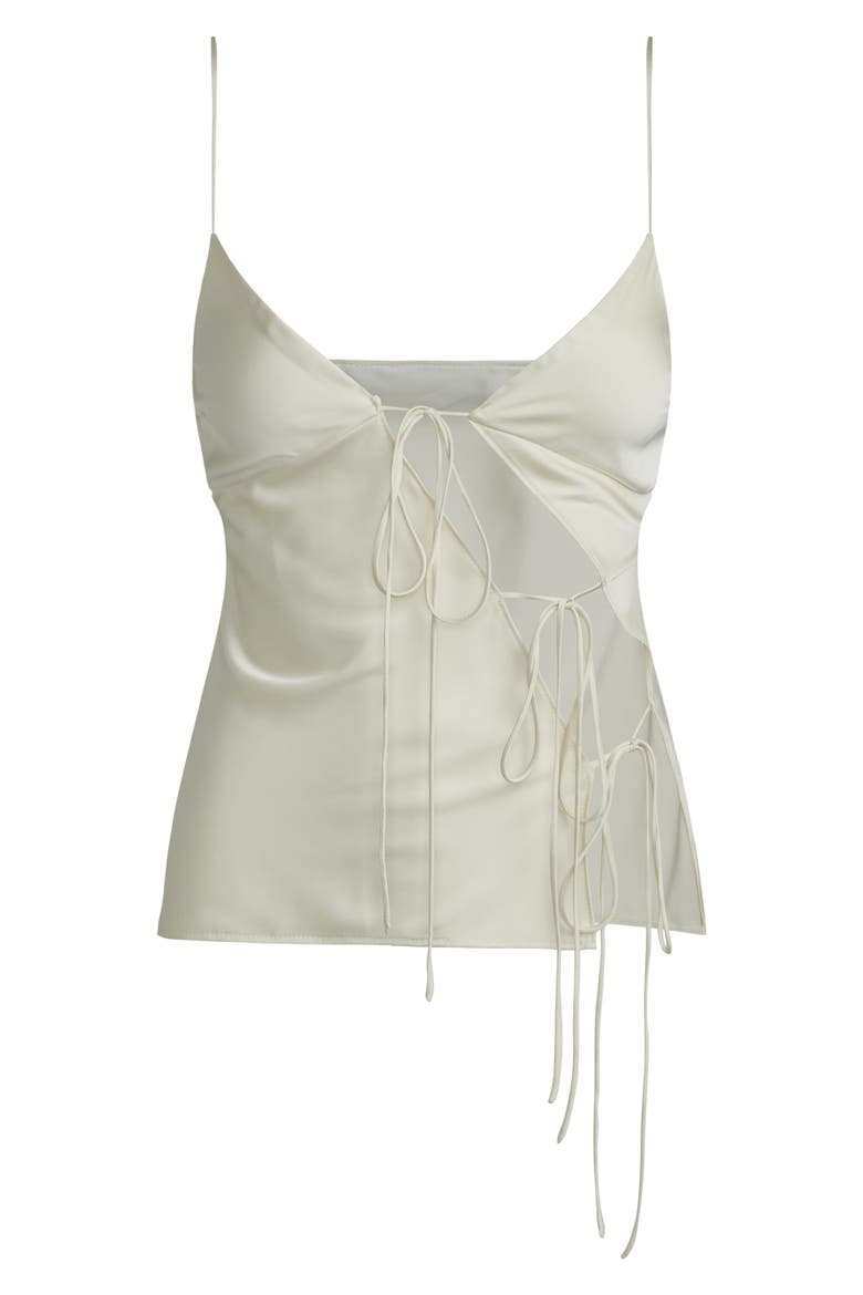 Mariah Tie Closure Satin Camisole, Alternate, color, CORNSILK