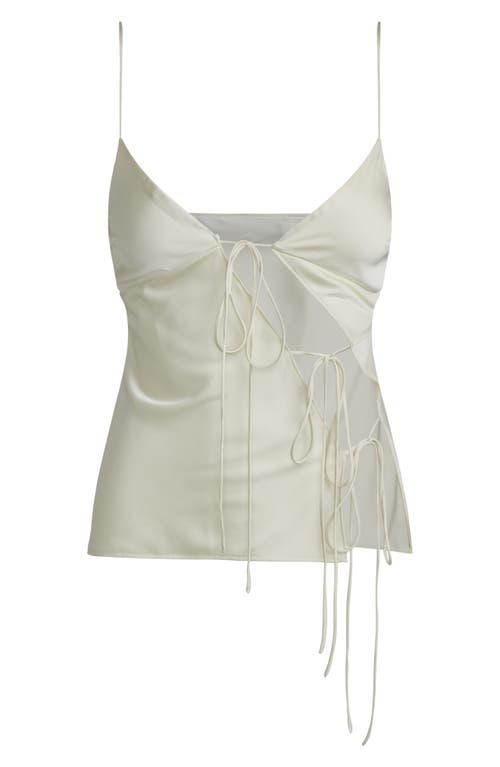 Lioness Mariah Linen Blend Asymmetric Tie Detail Cami Top In Cornsilk