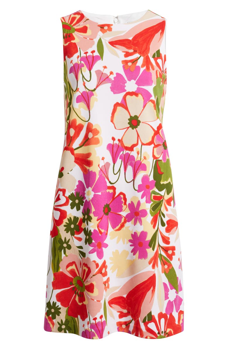 Anne Klein Floral Print Sleeveless Shift Dress, Alternate, color, Egret Multi