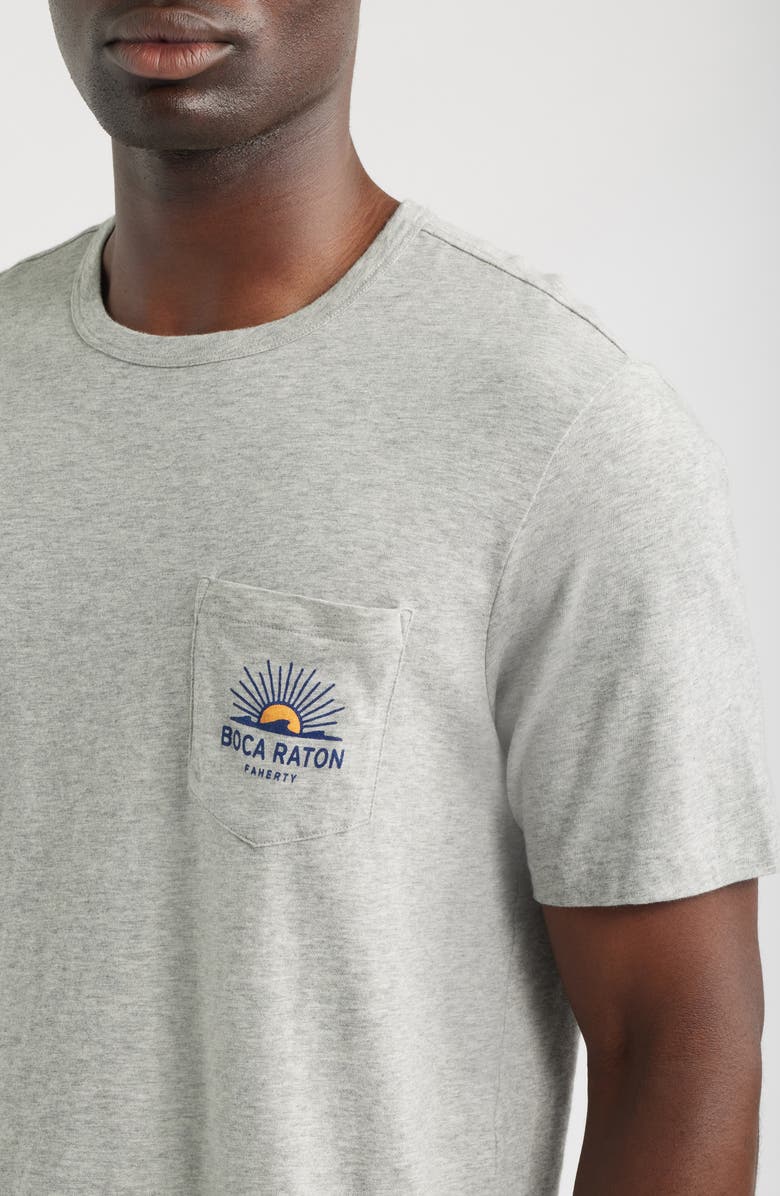 Faherty Sunwashed Boca Raton Graphic Pocket T-Shirt, Alternate, color, Granite Heather