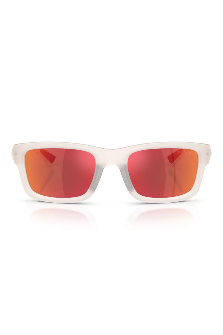 54mm Mirrored Irregular Sunglasses, Main, color, CRYSTAL / BROWN ORANGE