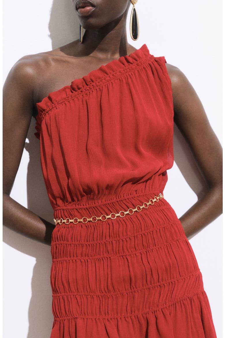 Belted Asymmetric Minidress, Alternate, color, WINE