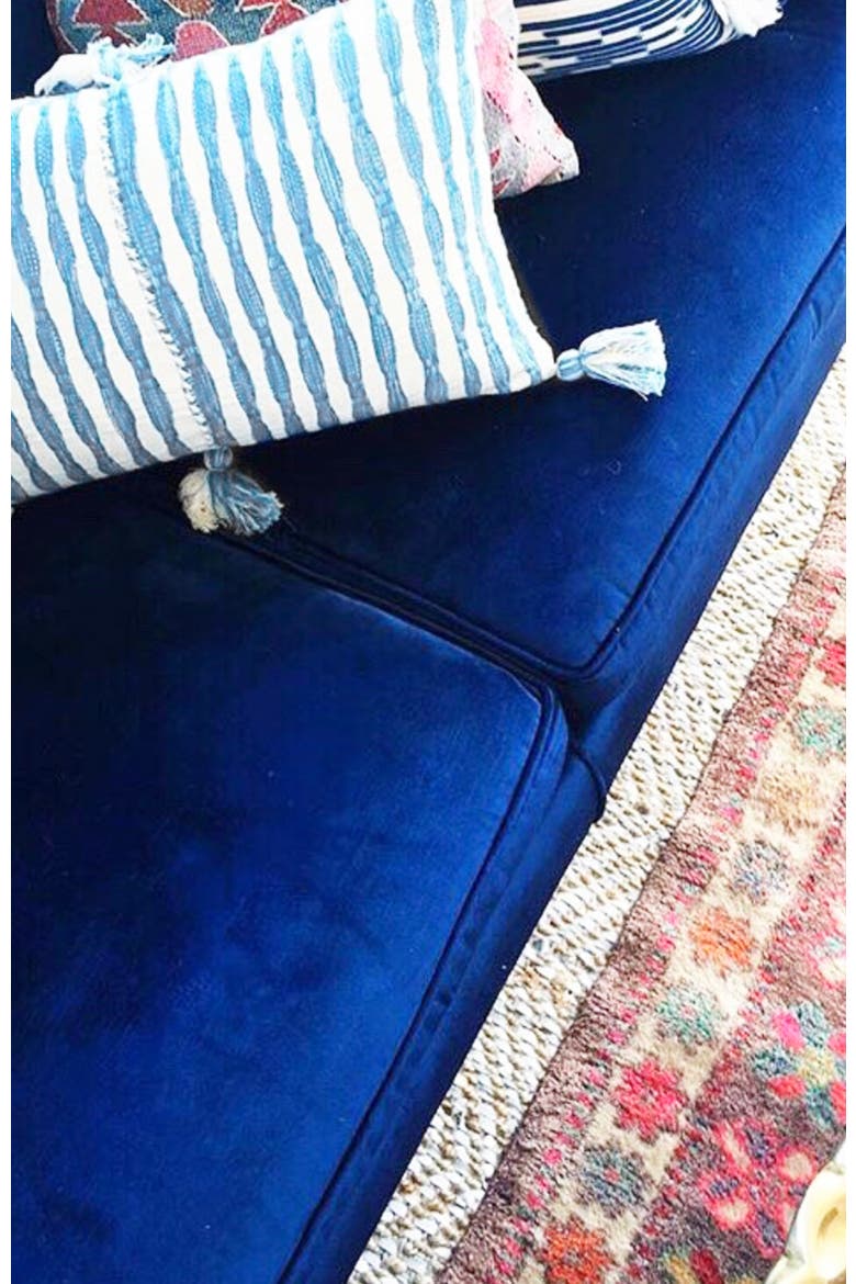 Antigua Naturally Dyed Striped Handwoven Cotton Throw Pillow, Alternate, color, Blue
