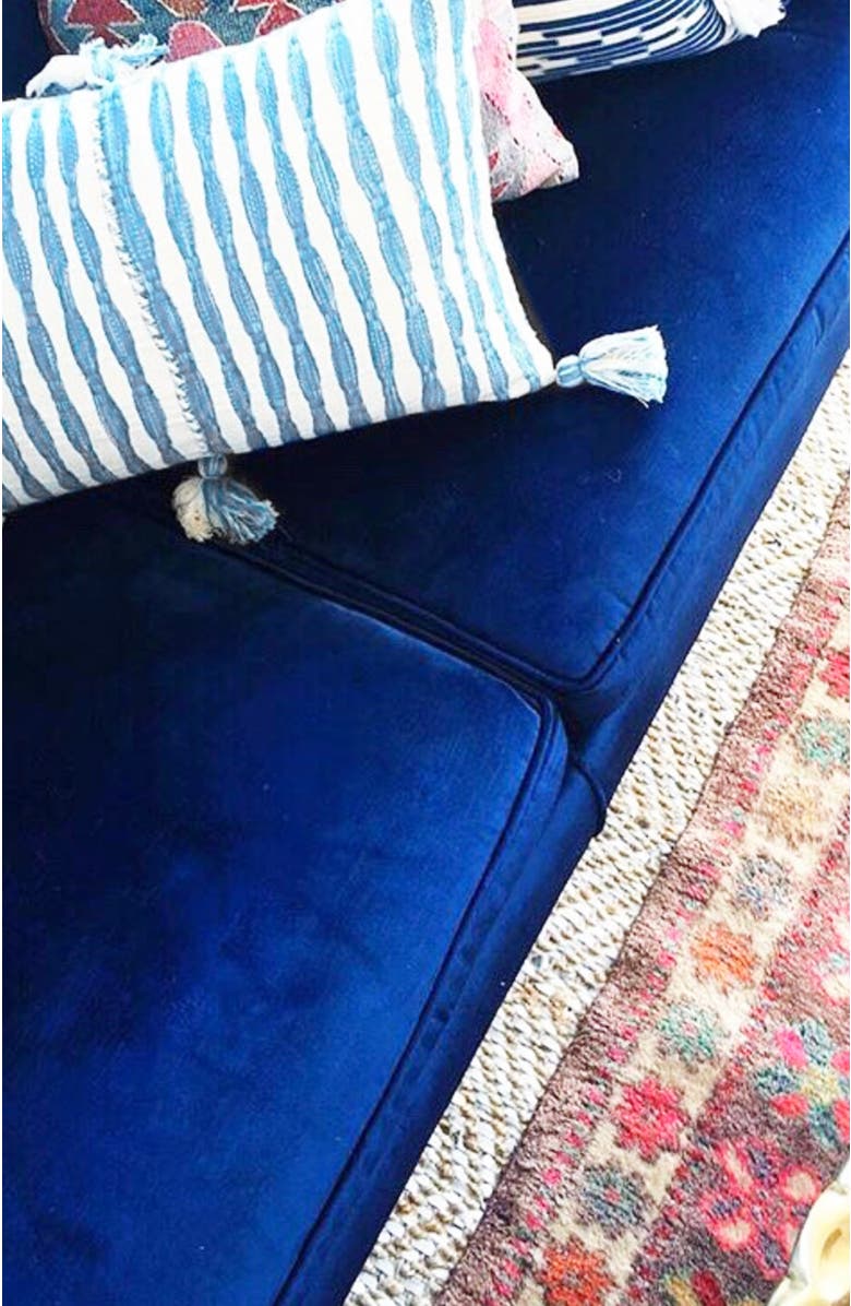 Archive New York Antigua Naturally Dyed Striped Handwoven Cotton Throw Pillow, Alternate, color, Blue