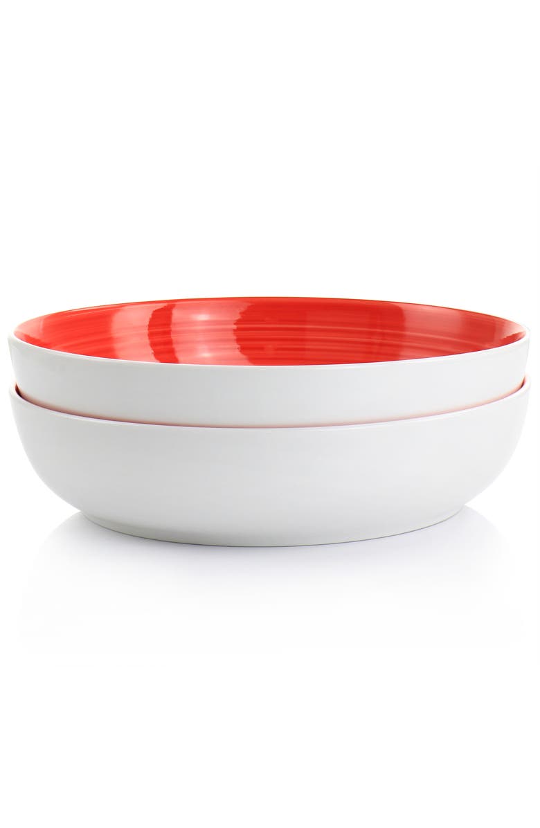 Gibson Home Crenshaw 8.5 Inch 2 Piece Stoneware Dinner Bowl Set, Alternate, color, Red