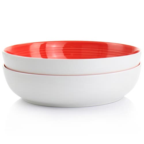 Gibson Home Crenshaw 8.5 Inch 2 Piece Stoneware Dinner Bowl Set In Red