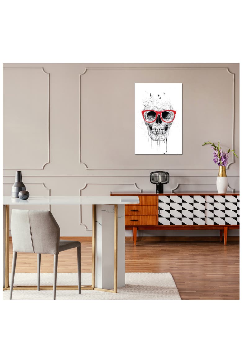 Skull With Red Glasses by Balazs Solti, 14"x19", Alternate, color, RED